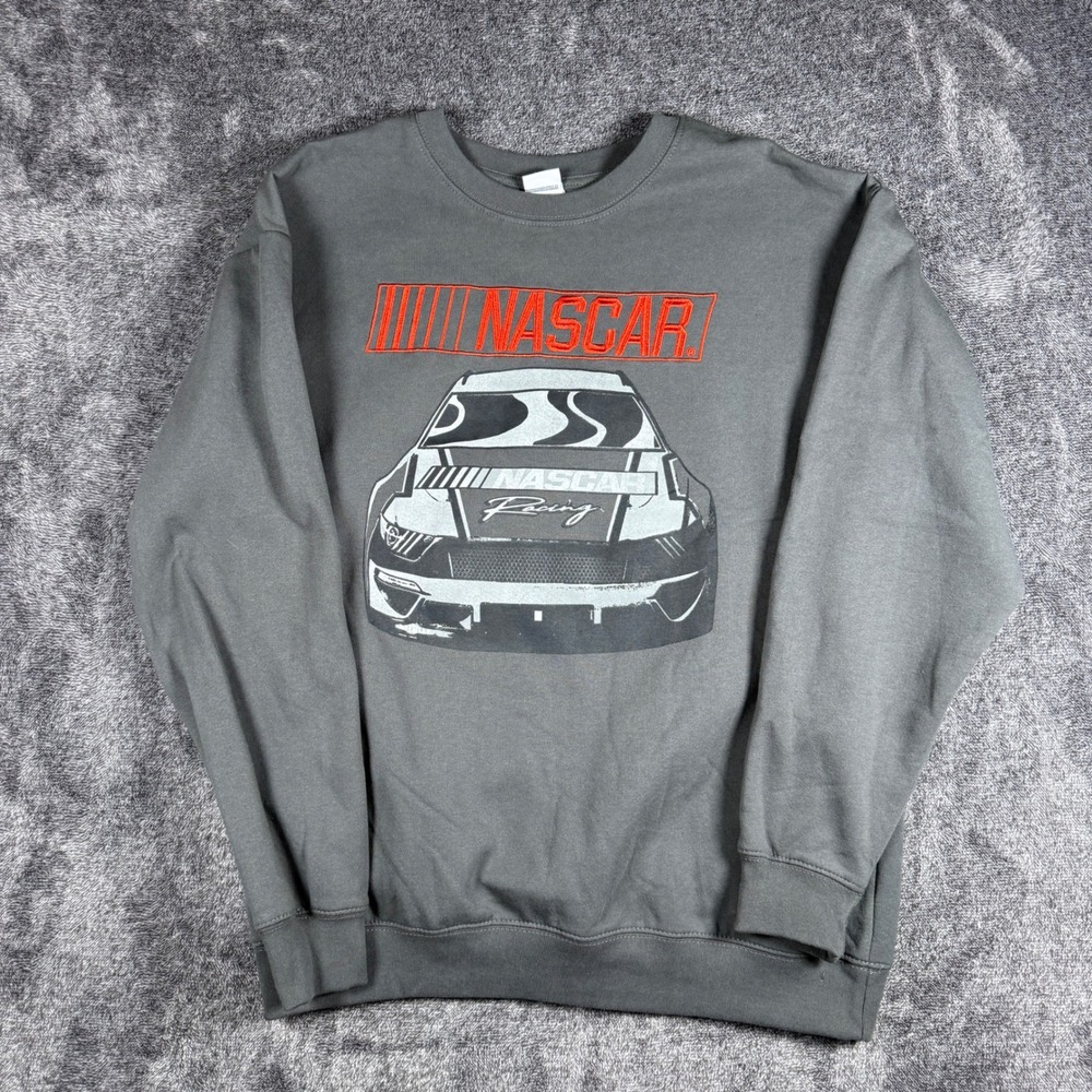 NASCAR Daytona 500 Graphic Sweatshirt Grey Crewneck Medium Embroidered Racing